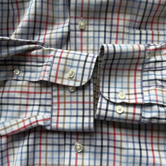 Roundtree & Yorke Gold Label Mens XXL Non-Iron Plaid Button-Down Shirt Cotton - Picture 5 of 5